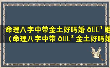 命理八字中带金土好吗婚 🌹 姻（命理八字中带 🐳 金土好吗婚姻怎么样）